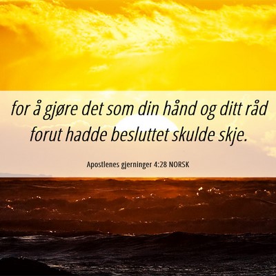 Picture 06 - Apostlenes gjerninger 4:28 NORSK - for å gjøre det som din hånd og ditt råd - Bible Verse Picture