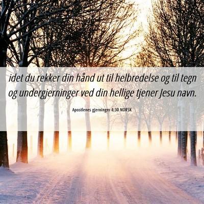 Picture 06 - Apostlenes gjerninger 4:30 NORSK - idet du rekker din hånd ut til helbredelse og - Bible Verse Picture