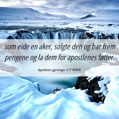 Picture 06 - Apostlenes gjerninger 4:37 NORSK - som eide en aker, solgte den og bar frem pengene - Bible Verse Picture