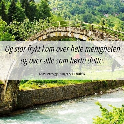 Picture 06 - Apostlenes gjerninger 5:11 NORSK - Og stor frykt kom over hele menigheten og over - Bible Verse Picture