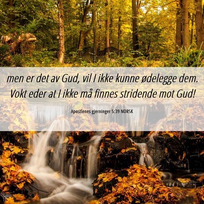 Picture 06 - Apostlenes gjerninger 5:39 NORSK - men er det av Gud, vil I ikke kunne ødelegge - Bible Verse Picture