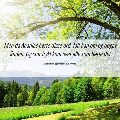 Picture 06 - Apostlenes gjerninger 5:5 NORSK - Men da Ananias hørte disse ord, falt han om og - Bible Verse Picture