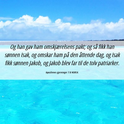 Picture 06 - Apostlenes gjerninger 7:8 NORSK - Og han gav ham omskjærelsens pakt; og så fikk - Bible Verse Picture