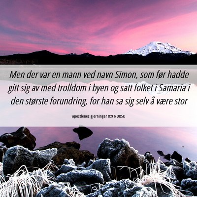 Picture 06 - Apostlenes gjerninger 8:9 NORSK - Men der var en mann ved navn Simon, som før - Bible Verse Picture