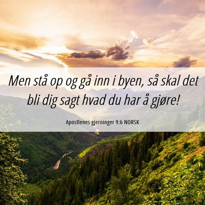 Picture 06 - Apostlenes gjerninger 9:6 NORSK - Men stå op og gå inn i byen, så skal det bli - Bible Verse Picture