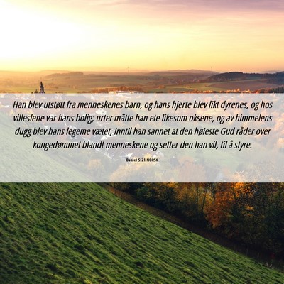 Picture 06 - Daniel 5:21 NORSK - Han blev utstøtt fra menneskenes barn, og hans - Bible Verse Picture