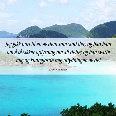 Picture 06 - Daniel 7:16 NORSK - Jeg gikk bort til en av dem som stod der, og bad - Bible Verse Picture