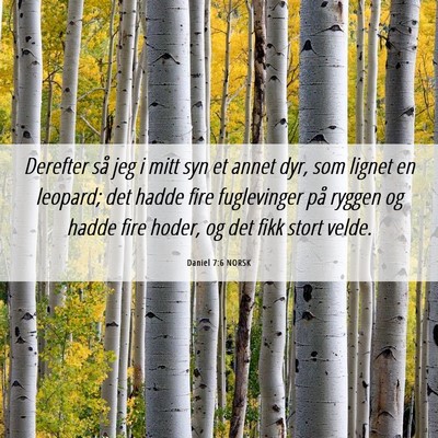 Picture 06 - Daniel 7:6 NORSK - Derefter så jeg i mitt syn et annet dyr, som - Bible Verse Picture