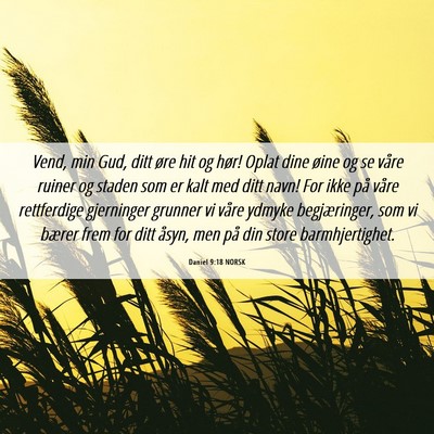 Picture 06 - Daniel 9:18 NORSK - Vend, min Gud, ditt øre hit og hør! Oplat dine - Bible Verse Picture