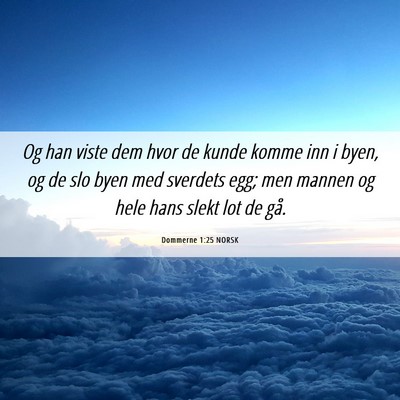Picture 06 - Dommerne 1:25 NORSK - Og han viste dem hvor de kunde komme inn i byen, - Bible Verse Picture