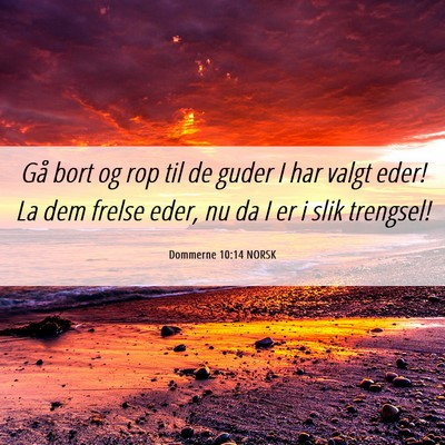 Picture 06 - Dommerne 10:14 NORSK - Gå bort og rop til de guder I har valgt eder! La - Bible Verse Picture