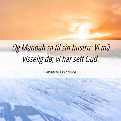 Picture 06 - Dommerne 13:22 NORSK - Og Manoah sa til sin hustru: Vi må visselig dø; - Bible Verse Picture