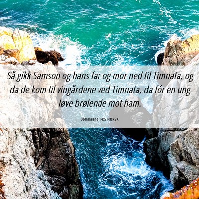 Picture 06 - Dommerne 14:5 NORSK - Så gikk Samson og hans far og mor ned til - Bible Verse Picture
