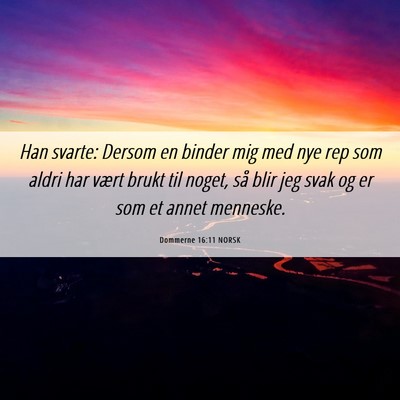Picture 06 - Dommerne 16:11 NORSK - Han svarte: Dersom en binder mig med nye rep som - Bible Verse Picture