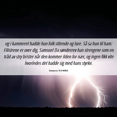 Picture 06 - Dommerne 16:9 NORSK - og i kammeret hadde hun folk sittende og lure. - Bible Verse Picture