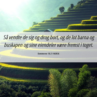 Picture 06 - Dommerne 18:21 NORSK - Så vendte de sig og drog bort, og de lot barna - Bible Verse Picture