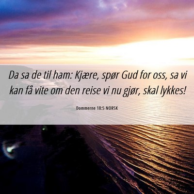 Picture 06 - Dommerne 18:5 NORSK - Da sa de til ham: Kjære, spør Gud for oss, sa - Bible Verse Picture