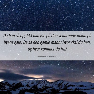 Picture 06 - Dommerne 19:17 NORSK - Da han så op, fikk han øie på den veifarende - Bible Verse Picture