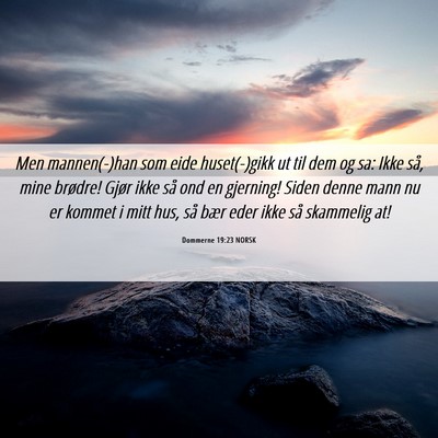 Picture 06 - Dommerne 19:23 NORSK - Men mannen(-)han som eide huset(-)gikk ut til dem - Bible Verse Picture