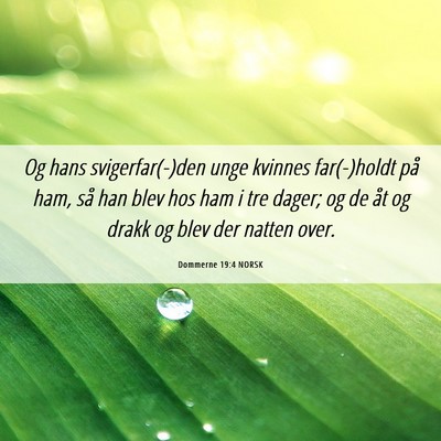 Picture 06 - Dommerne 19:4 NORSK - Og hans svigerfar(-)den unge kvinnes far(-)holdt - Bible Verse Picture