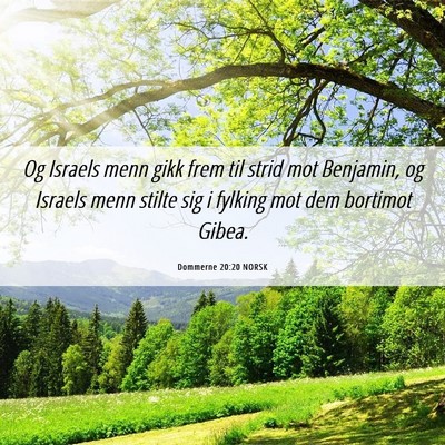 Picture 06 - Dommerne 20:20 NORSK - Og Israels menn gikk frem til strid mot Benjamin, - Bible Verse Picture