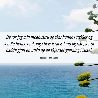 Picture 06 - Dommerne 20:6 NORSK - Da tok jeg min medhustru og skar henne i stykker - Bible Verse Picture