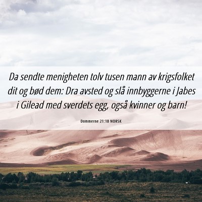 Picture 06 - Dommerne 21:10 NORSK - Da sendte menigheten tolv tusen mann av - Bible Verse Picture