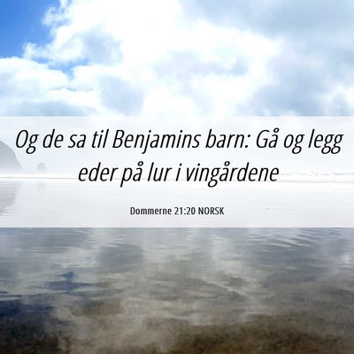 Picture 06 - Dommerne 21:20 NORSK - Og de sa til Benjamins barn: Gå og legg eder på - Bible Verse Picture