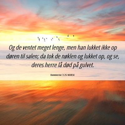 Picture 06 - Dommerne 3:25 NORSK - Og de ventet meget lenge, men han lukket ikke op - Bible Verse Picture