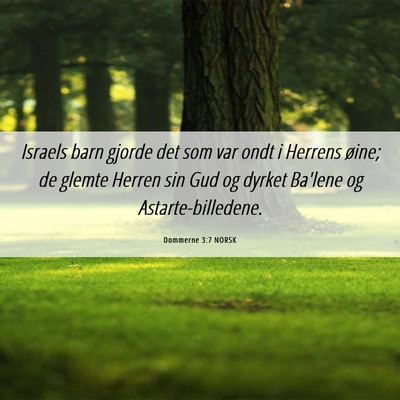 Picture 06 - Dommerne 3:7 NORSK - Israels barn gjorde det som var ondt i Herrens - Bible Verse Picture