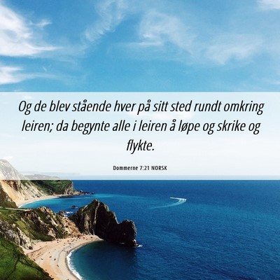 Picture 06 - Dommerne 7:21 NORSK - Og de blev stående hver på sitt sted rundt - Bible Verse Picture