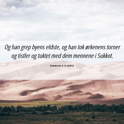 Picture 06 - Dommerne 8:16 NORSK - Og han grep byens eldste, og han tok ørkenens - Bible Verse Picture