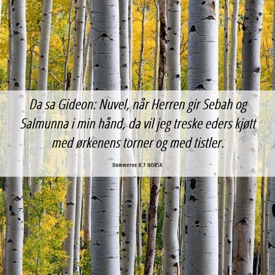 Picture 06 - Dommerne 8:7 NORSK - Da sa Gideon: Nuvel, når Herren gir Sebah og - Bible Verse Picture