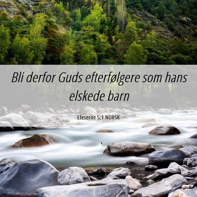 Picture 06 - Efeserne 5:1 NORSK - Bli derfor Guds efterfølgere som hans elskede - Bible Verse Picture