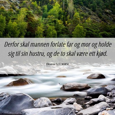 Picture 06 - Efeserne 5:31 NORSK - Derfor skal mannen forlate far og mor og holde - Bible Verse Picture