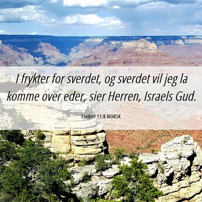 Picture 06 - Esekiel 11:8 NORSK - I frykter for sverdet, og sverdet vil jeg la - Bible Verse Picture