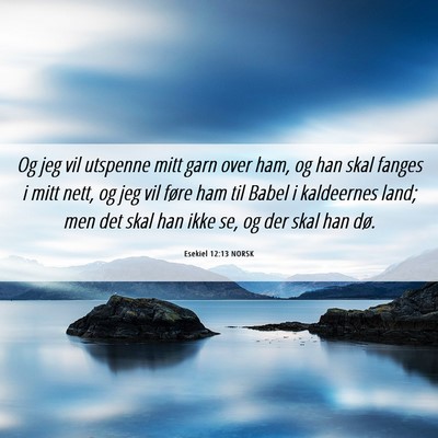 Picture 06 - Esekiel 12:13 NORSK - Og jeg vil utspenne mitt garn over ham, og han - Bible Verse Picture