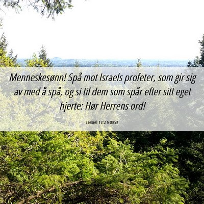 Picture 06 - Esekiel 13:2 NORSK - Menneskesønn! Spå mot Israels profeter, som gir - Bible Verse Picture