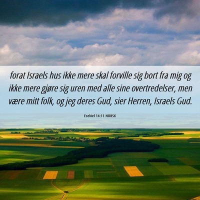 Picture 06 - Esekiel 14:11 NORSK - forat Israels hus ikke mere skal forville sig - Bible Verse Picture