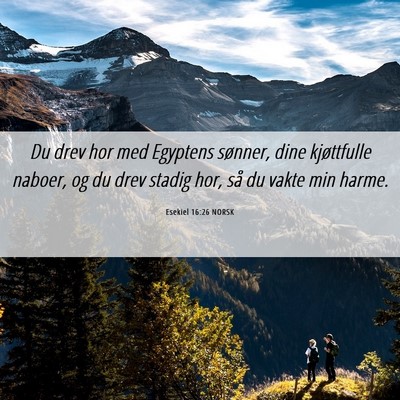 Picture 06 - Esekiel 16:26 NORSK - Du drev hor med Egyptens sønner, dine - Bible Verse Picture