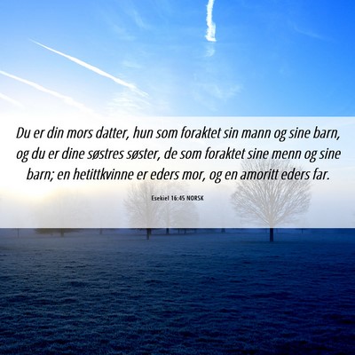 Picture 06 - Esekiel 16:45 NORSK - Du er din mors datter, hun som foraktet sin mann - Bible Verse Picture