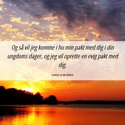 Picture 06 - Esekiel 16:60 NORSK - Og så vil jeg komme i hu min pakt med dig i din - Bible Verse Picture