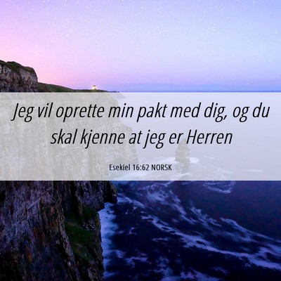 Picture 06 - Esekiel 16:62 NORSK - Jeg vil oprette min pakt med dig, og du skal - Bible Verse Picture