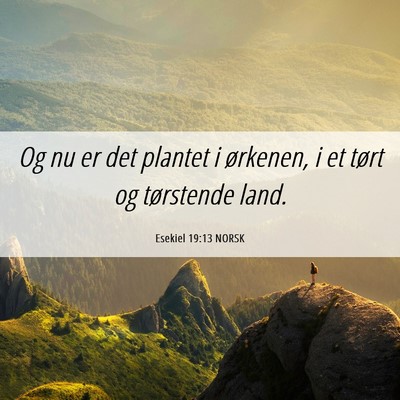 Picture 06 - Esekiel 19:13 NORSK - Og nu er det plantet i ørkenen, i et tørt og - Bible Verse Picture