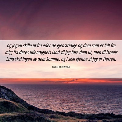 Picture 06 - Esekiel 20:38 NORSK - og jeg vil skille ut fra eder de gjenstridige og - Bible Verse Picture