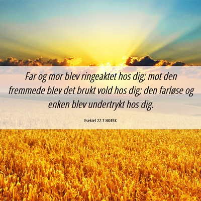 Picture 06 - Esekiel 22:7 NORSK - Far og mor blev ringeaktet hos dig; mot den - Bible Verse Picture