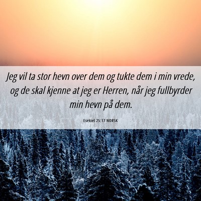 Picture 06 - Esekiel 25:17 NORSK - Jeg vil ta stor hevn over dem og tukte dem i min - Bible Verse Picture