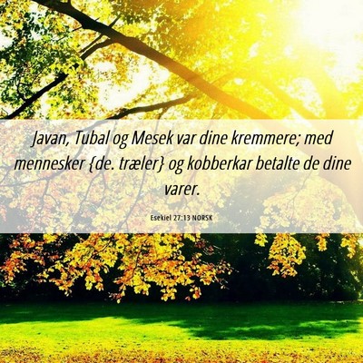 Picture 06 - Esekiel 27:13 NORSK - Javan, Tubal og Mesek var dine kremmere; med - Bible Verse Picture