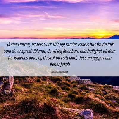 Picture 06 - Esekiel 28:25 NORSK - Så sier Herren, Israels Gud: Når jeg samler - Bible Verse Picture