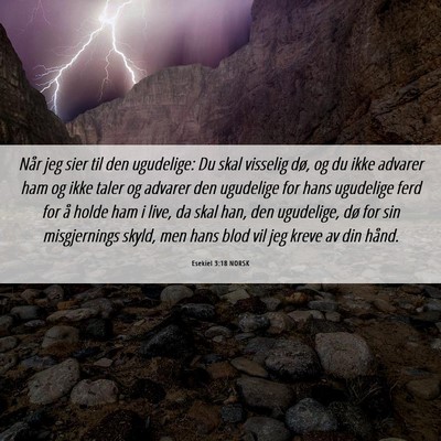 Picture 06 - Esekiel 3:18 NORSK - Når jeg sier til den ugudelige: Du skal visselig - Bible Verse Picture